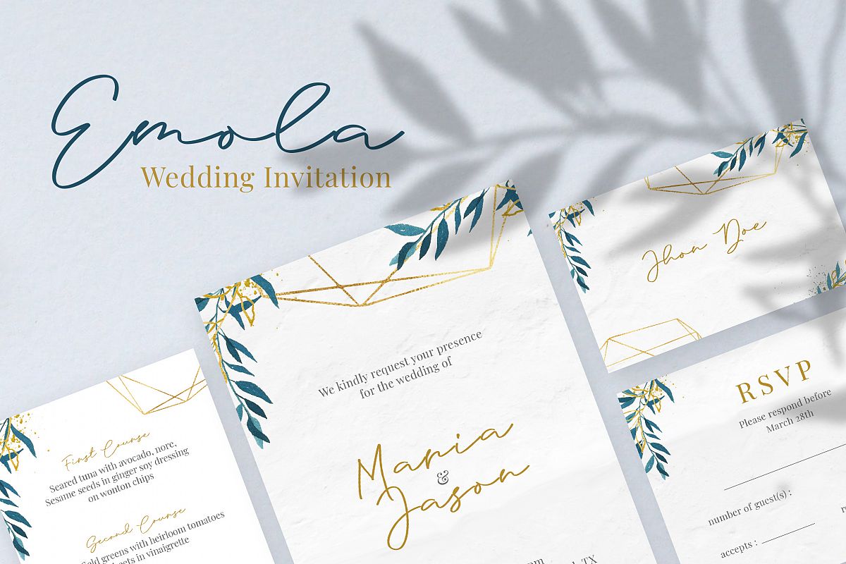 Emola Watercolor Wedding Invitation example image 1