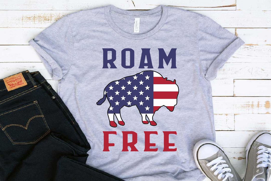 Roam Free Bison Flag SVG american flag SVG USA 1406S example image 1