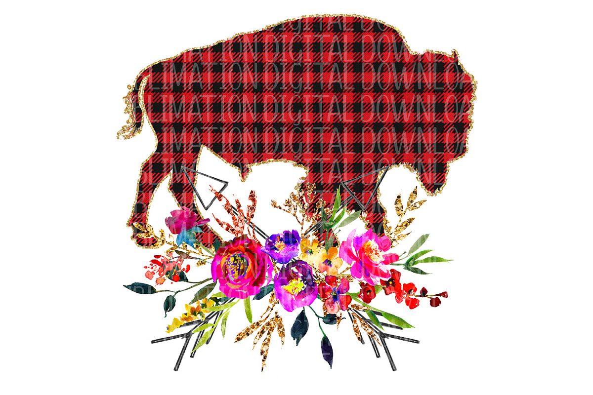 Floral Plaid Buffalo Sublimation Digital Download example image 1