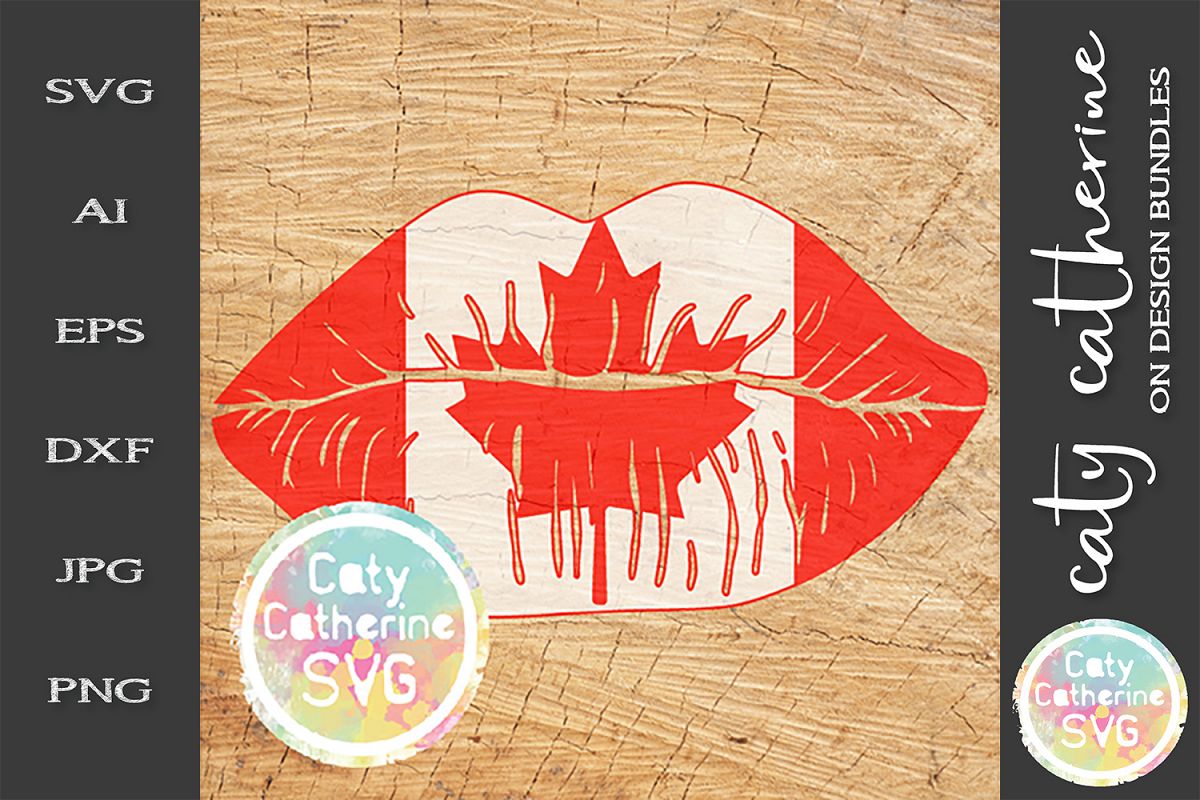 Canadian Flag Lips Canada Day SVG Cut File example image 1