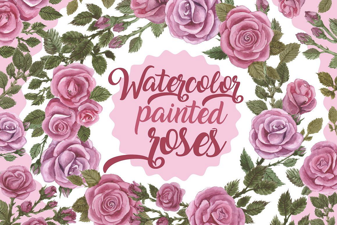 Watercolor painted roses example image 1