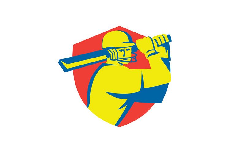 Cricket Player Batsman Batting Shield Retro example image 1