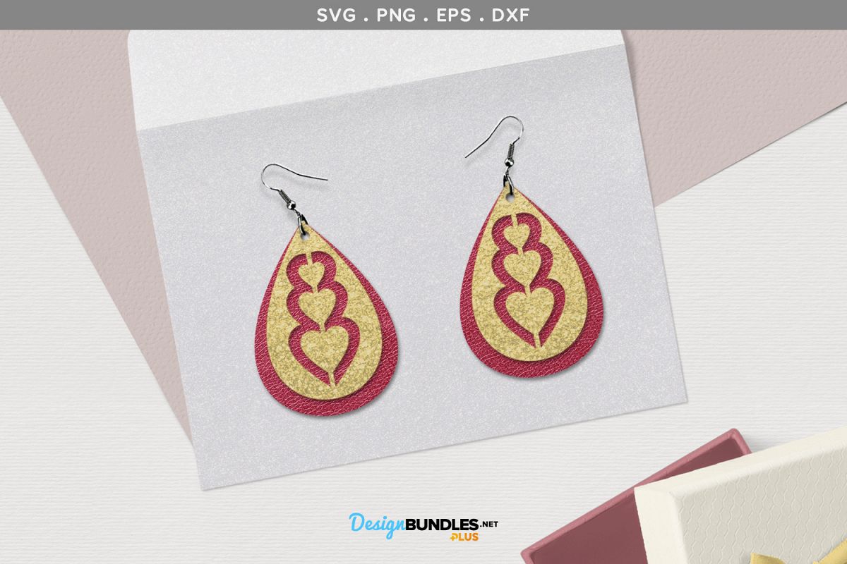 Heart Ear Rings SVG example image 1