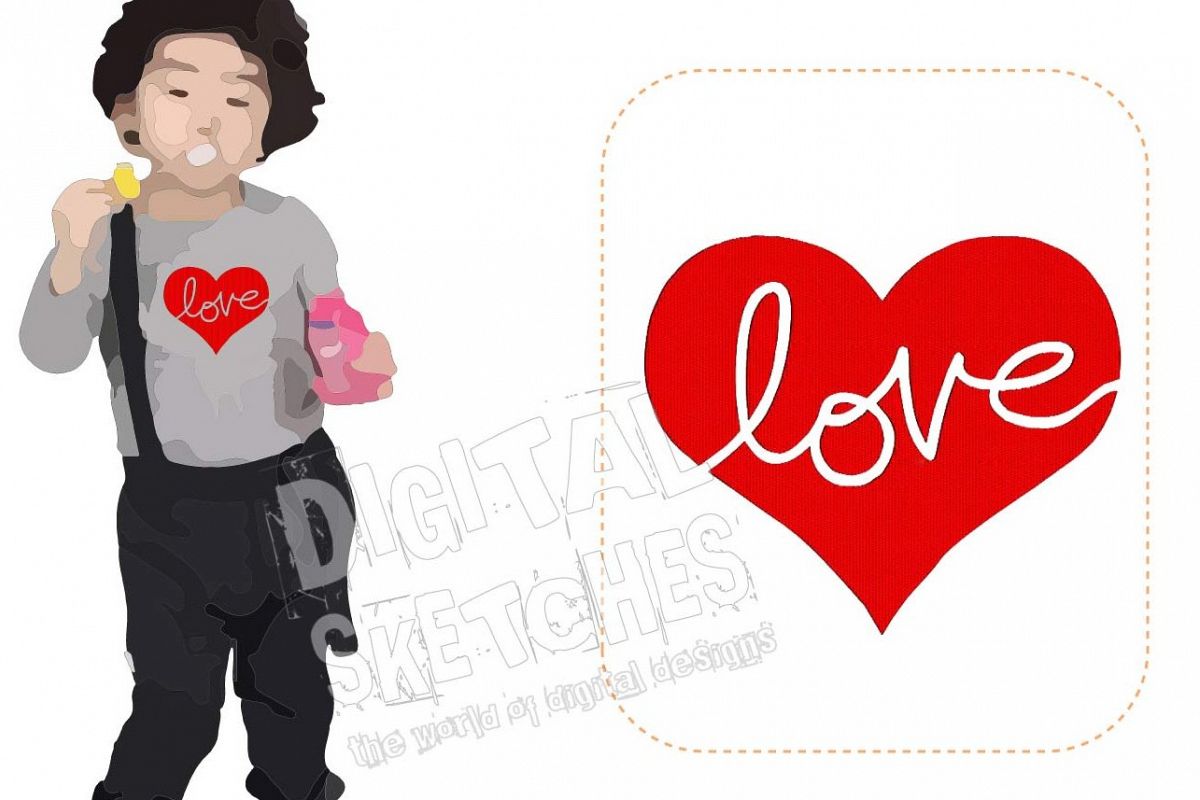 Love Heart Machine Embroidery Design 5 Sizes example image 1