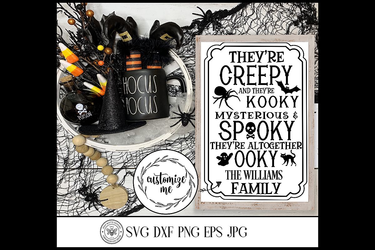 Halloween Family Last Name Cutting File Creepy and Kooky example image 1