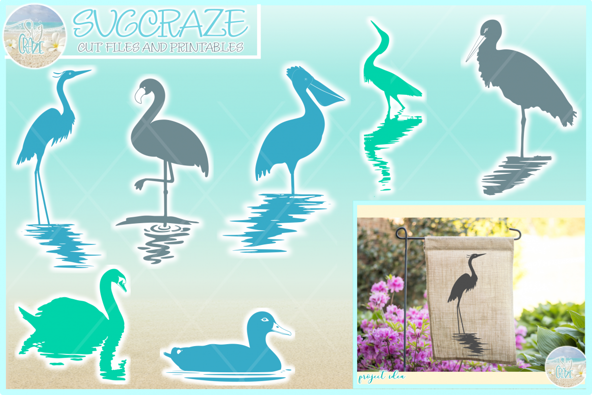 Birds In Water Silhouette Bundle Svg Dxf Eps Png PDF example image 1