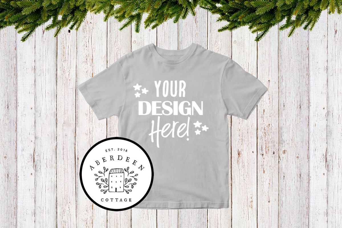 Children's Christmas Grey T-Shirt Mock Up Style 1 example image 1