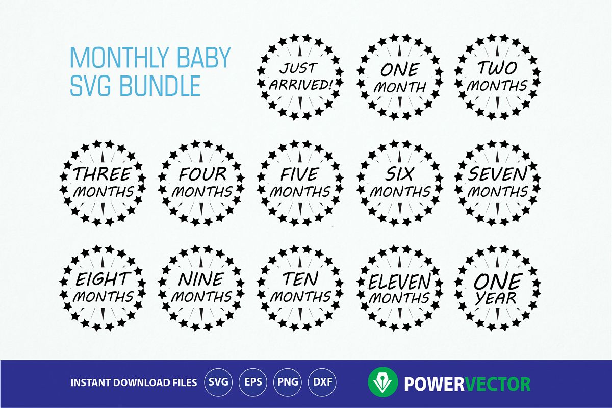 Download New Baby Monthly Milestones Svg, Dxf, Eps Print & Cut Files