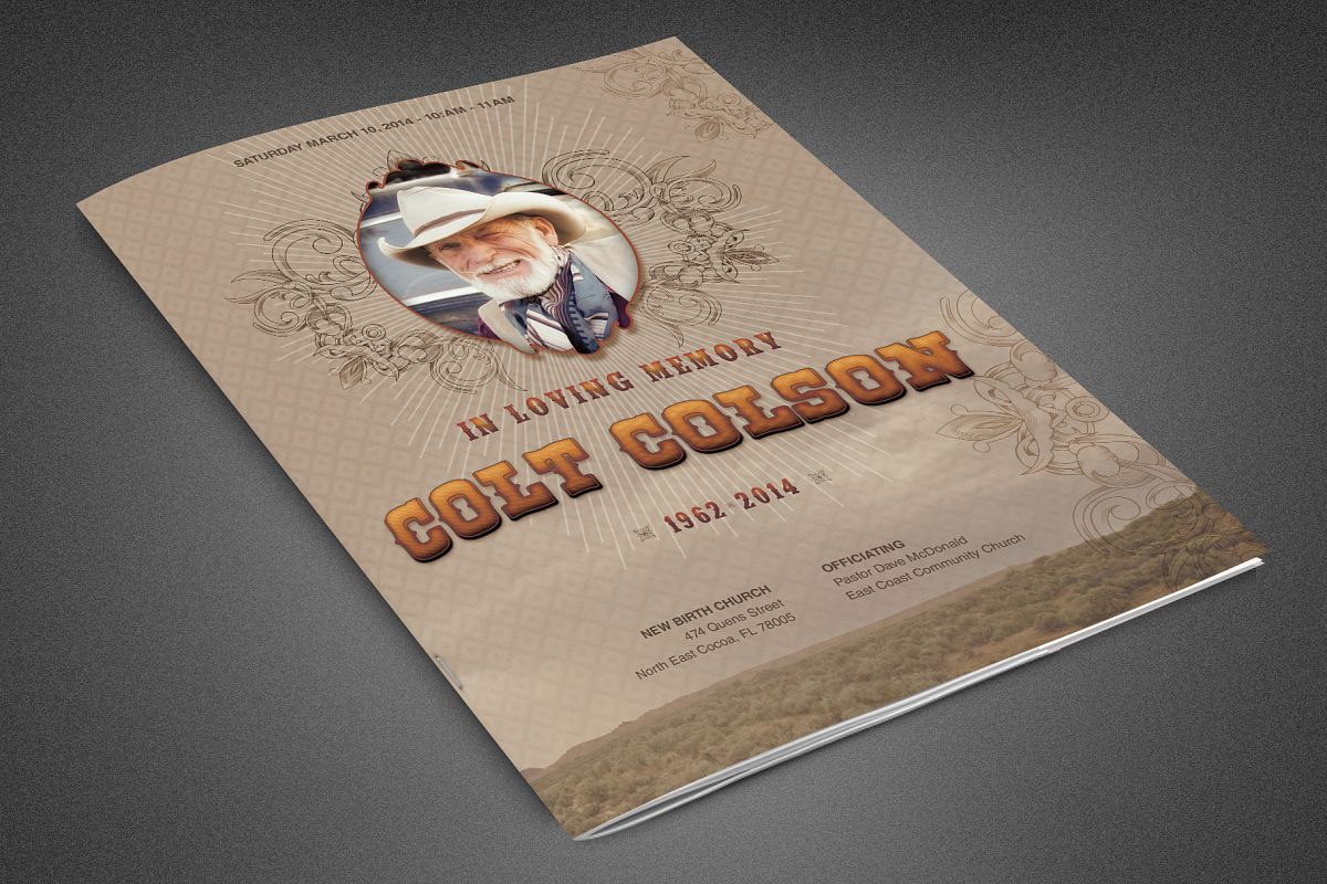 Western Funeral Program Template example image 1
