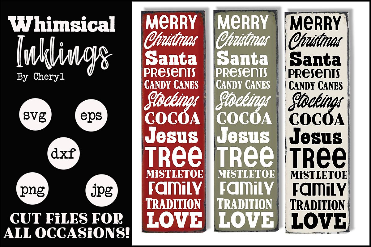 Merry Christmas Vertical 2 SVG example image 1