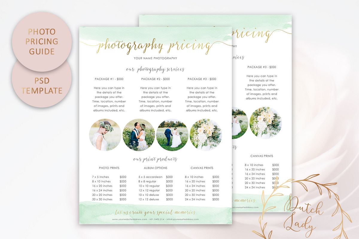 PSD Photography Pricing Guide Template Design #9 example image 1