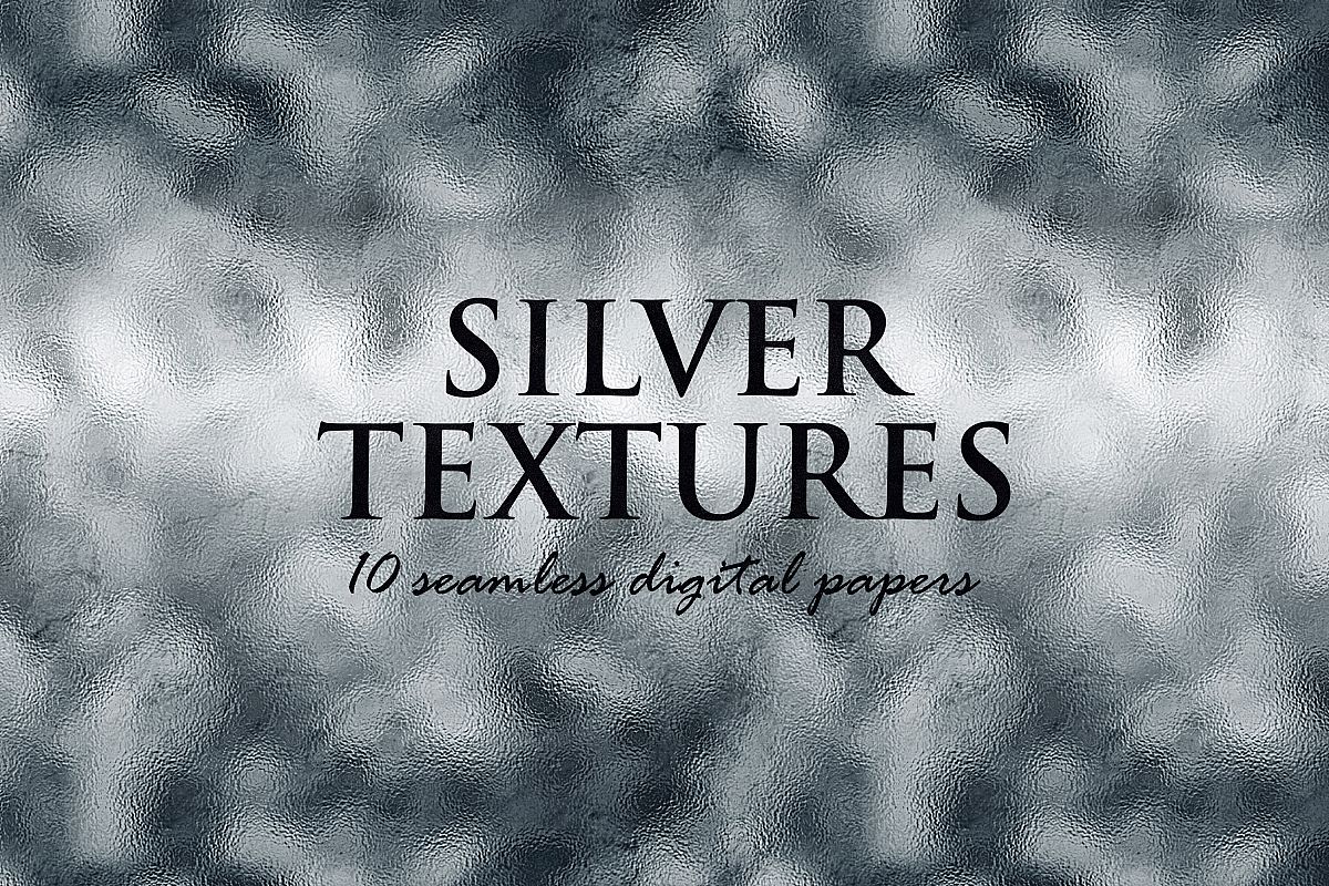10 Silver Digital Papers - Foil and Glitter Textures example image 1
