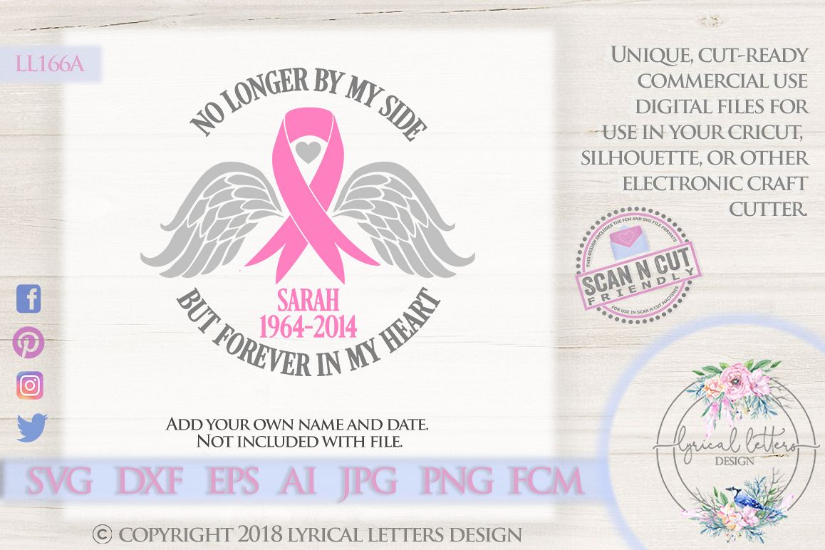 Cancer Memorial Pink Ribbon SVG DXF Cut File LL166A example image 1