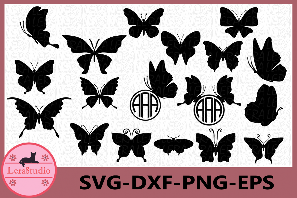 Butterfly SVG, Butterfly Monogram Frames, Silhouette Digital example image 1