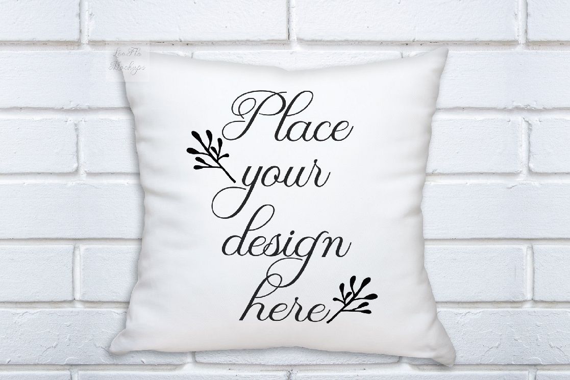White pillow square mockup template white background mock up example image 1