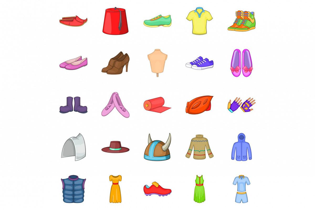 Sport shoes icons set, cartoon style example image 1