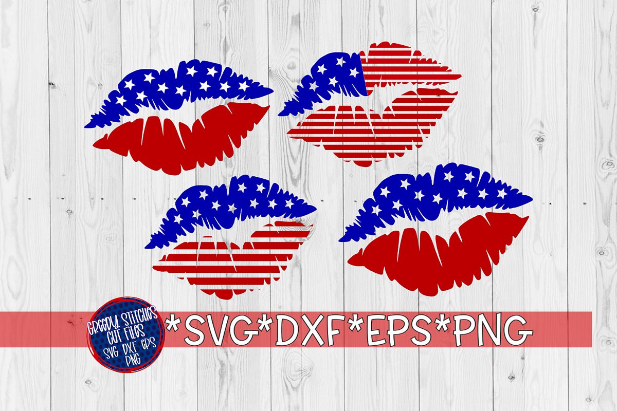 Download American Flag Lips Set of 4 svg, dxf, eps, png