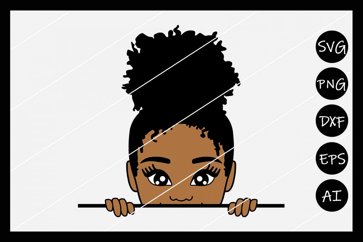 African American Afro Girl Puff SVG, Silhouette Cameo, Cut example image 1