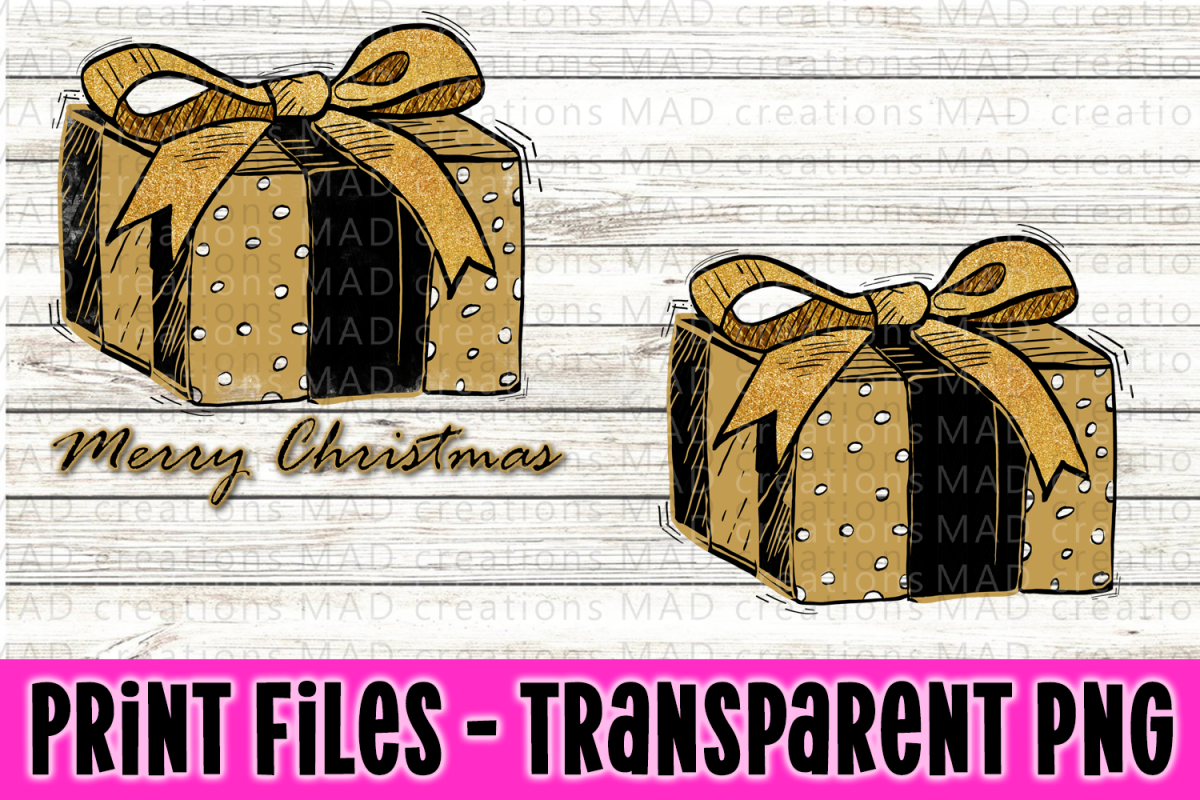 Christmas Present - Black and Gold - Print File example image 1