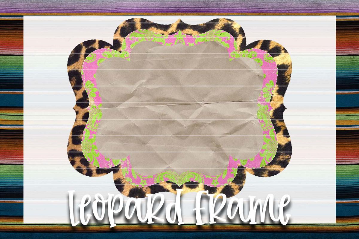 Lime Green & Pink Leopard Frame Background Element example image 1