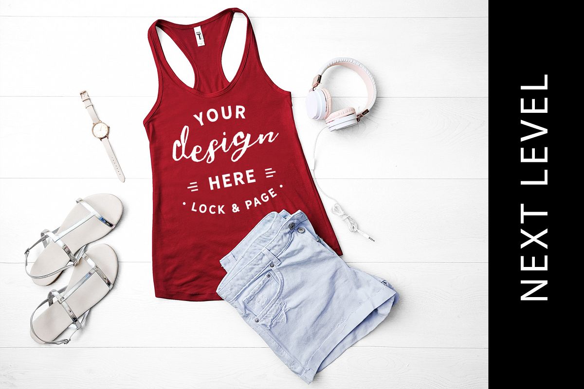 Scarlet Next Level 1533 Tank Top Mock Up Gym Apparel Mockup example image 1