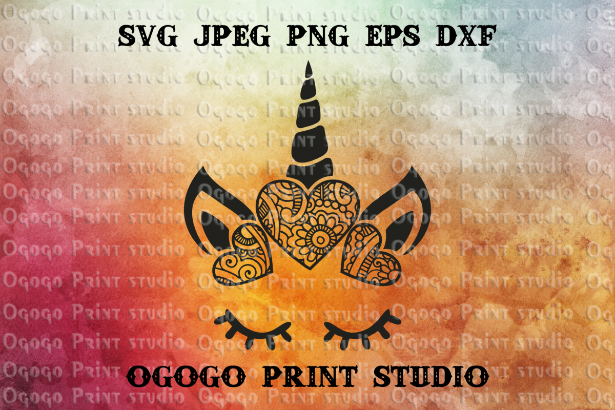 Unicorn SVG, Zentangle SVG, Mandala svg, Animal svg example image 1
