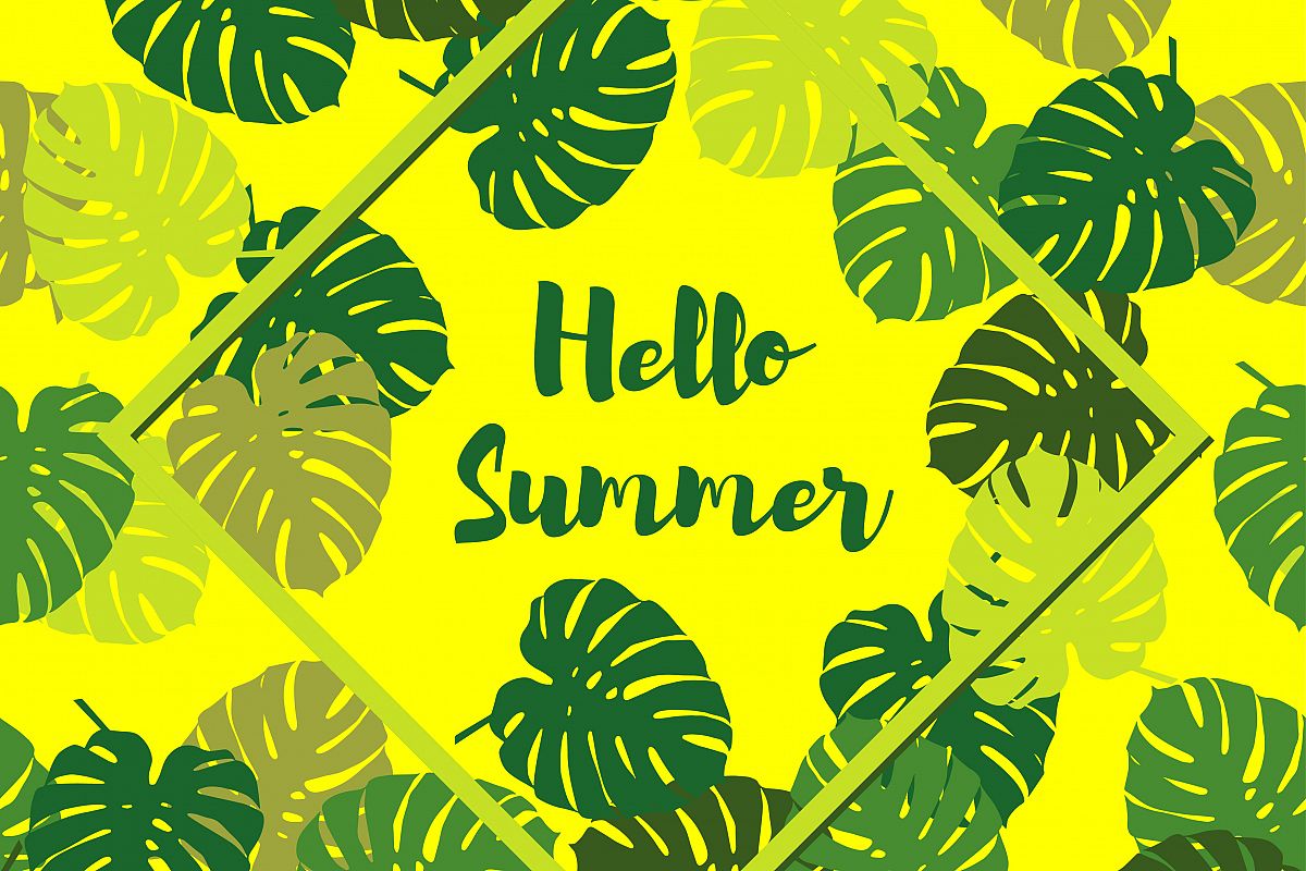 Seamless background with decorative leaves. Summer tropical design. Textile rapport. example image 1
