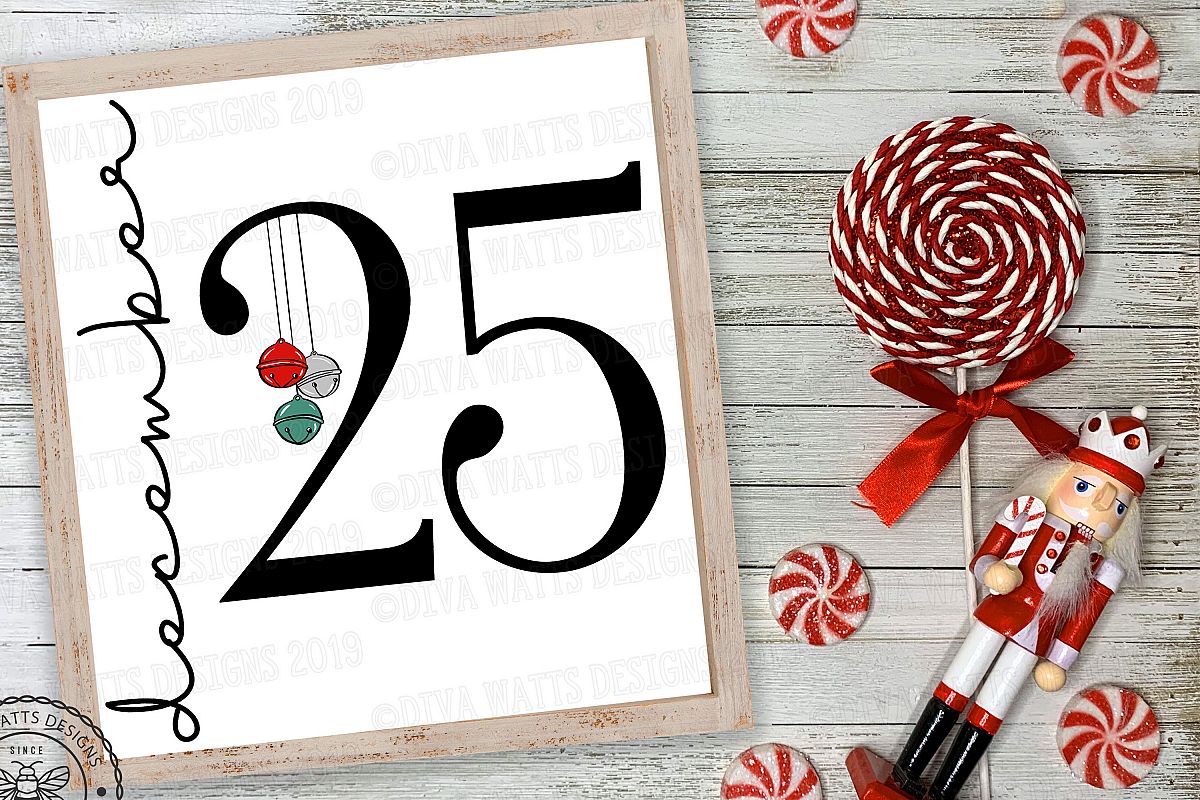December 25 Christmas Day Cutting File with Bells example image 1