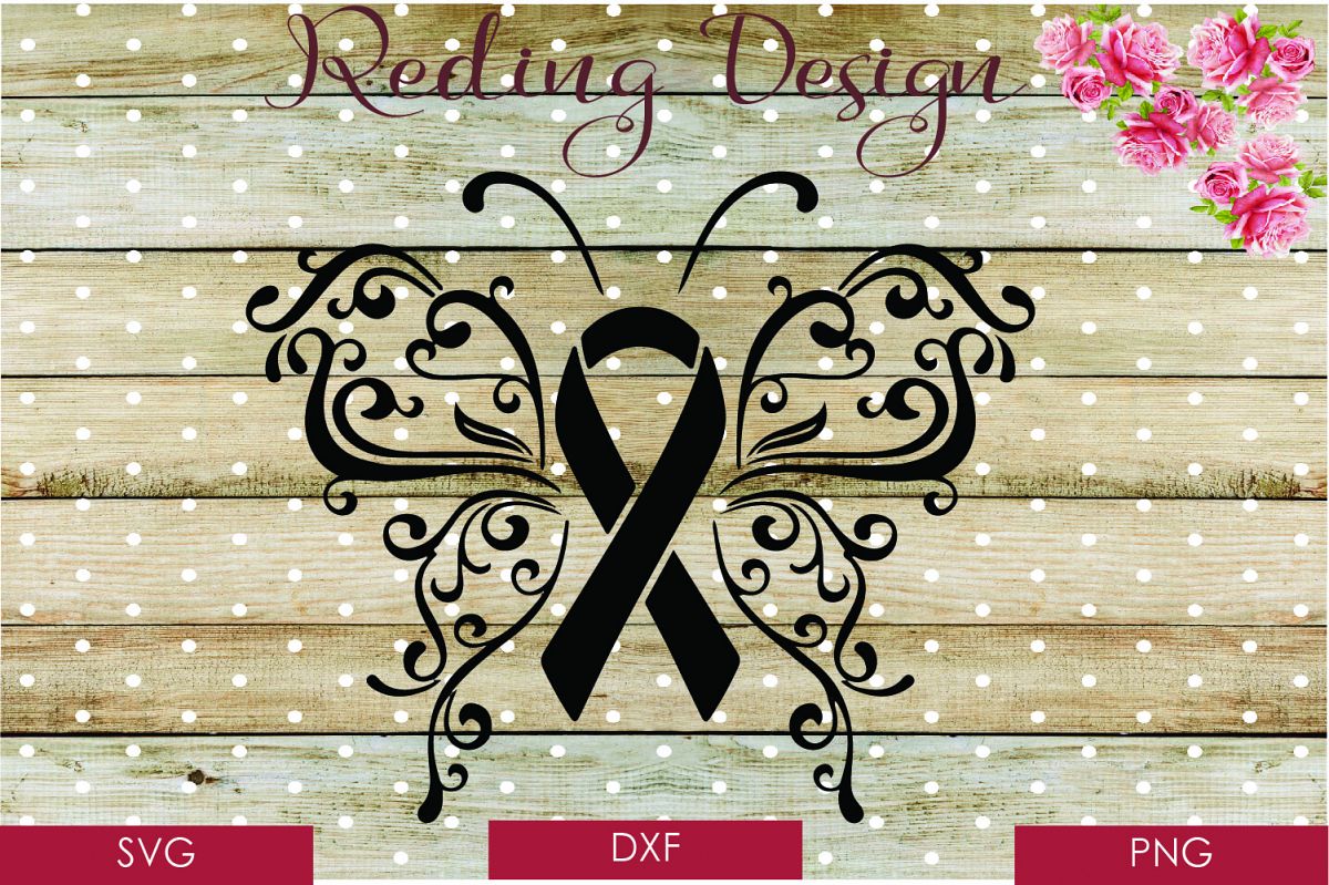 Butterfly Awareness Ribbon SVG DXF PNG Digital Cut Files