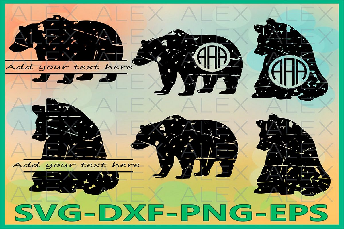 Bear Svg, Bear Grunge SVG, Distressed Svg, Cricut Cut Files example image 1