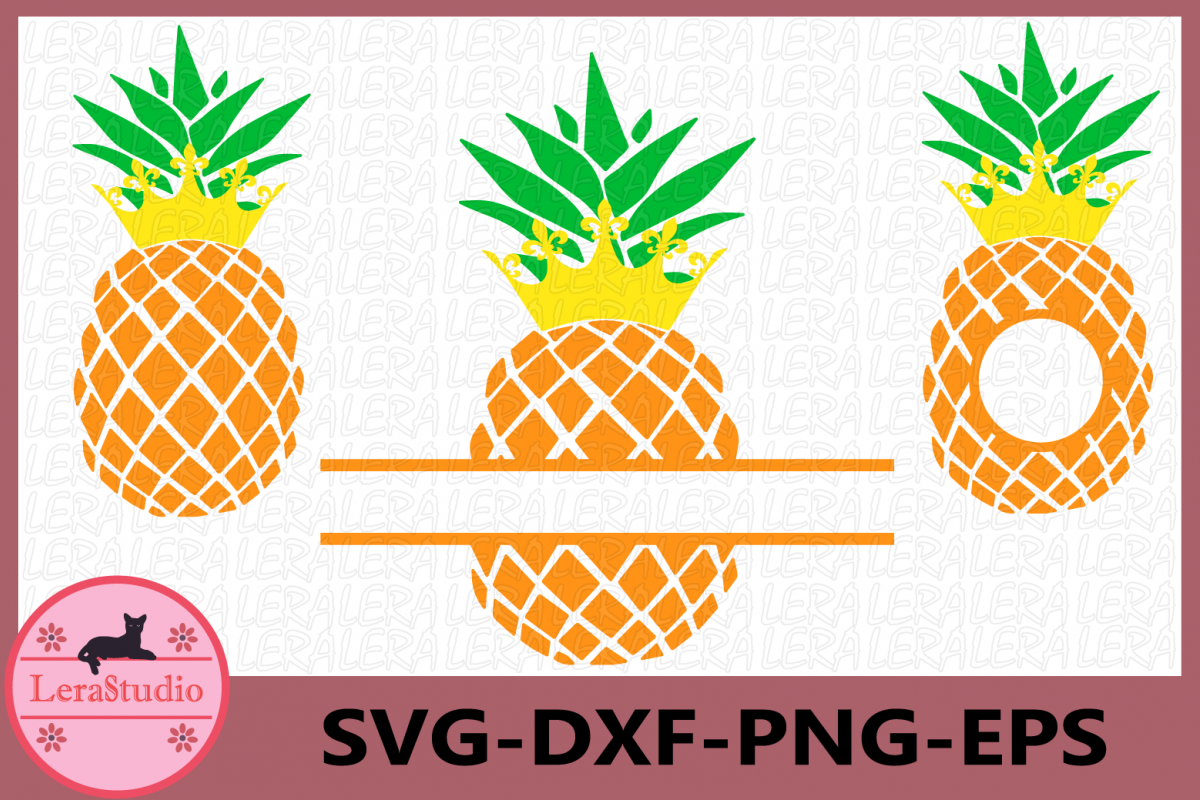 Pineapple with Crown Svg, Pineapples SVG, Crown, Monogram example image 1