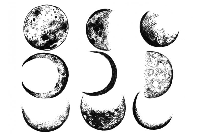 9 hand drawn magic ink moon phases example image 1
