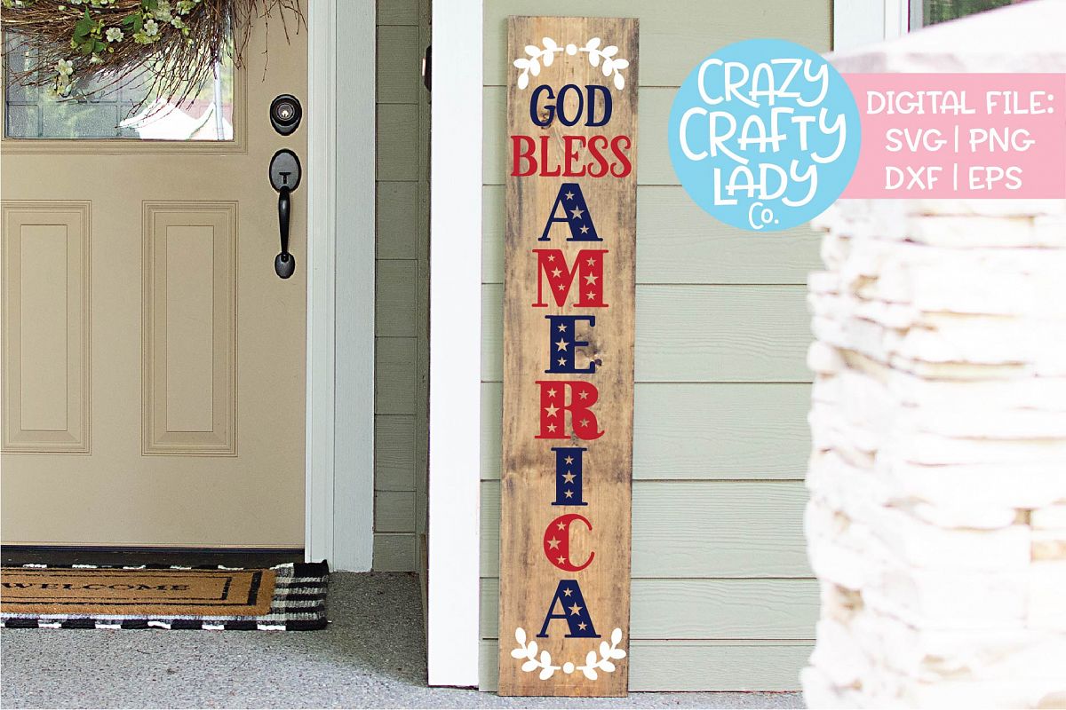 God Bless America Porch Sign SVG DXF EPS PNG Cut File example image 1