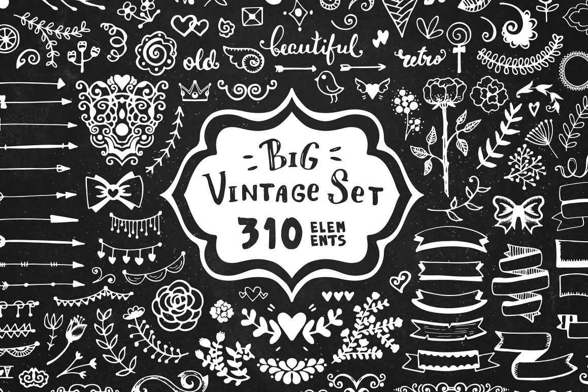 310 elements - Big Vintage Set example image 1