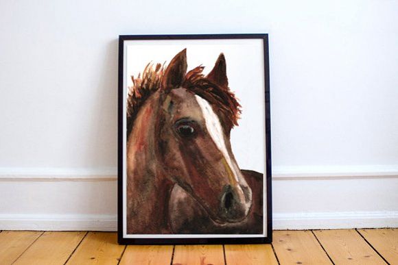 Watercolor Clip Art & Print - Horse example image 1
