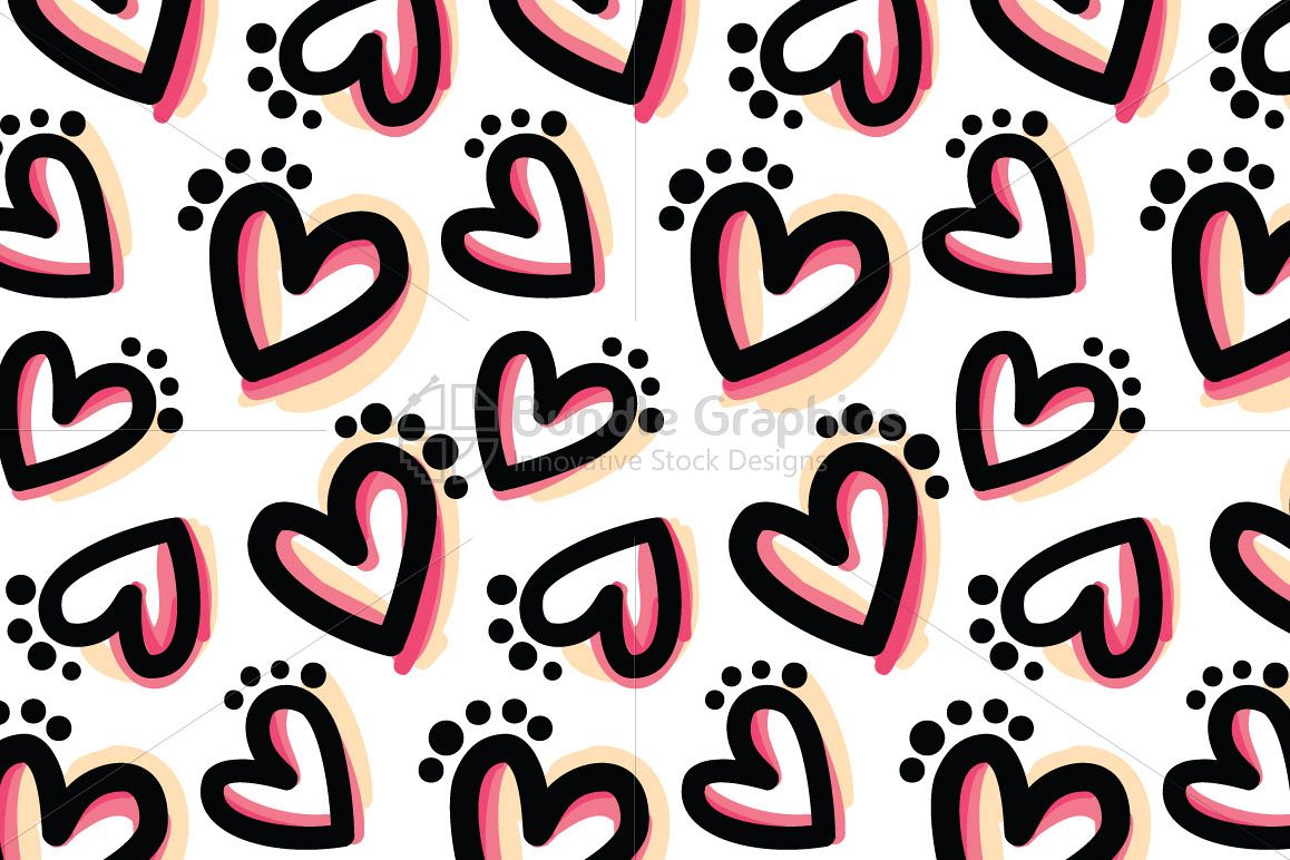 Bold Hearts - Freehand Organic Shapes Seamless Background example image 1