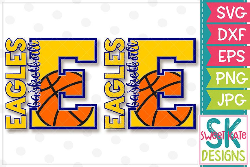 E Eagles Basketball SVG DXF EPS PNG JPG example image 1
