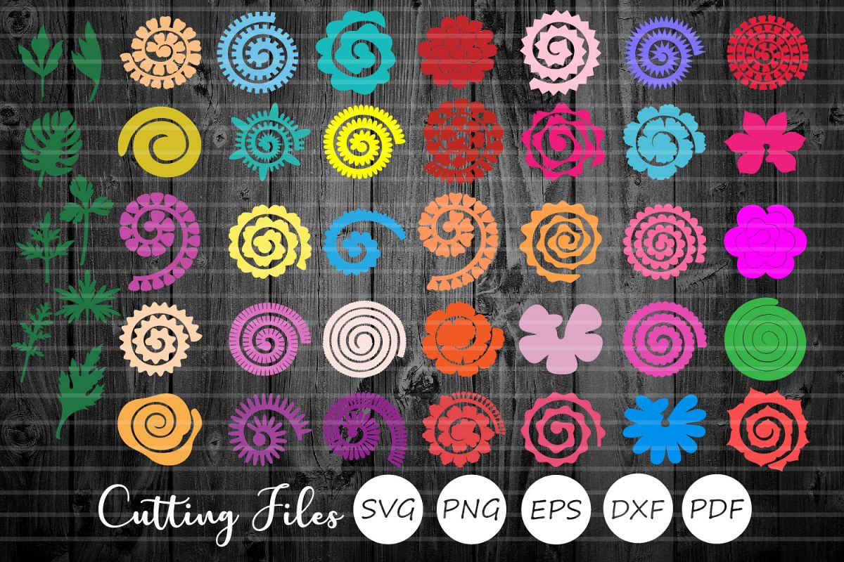 Rolled Paper Flowers Bundle | Svg Cut Files | Origami | example image 1