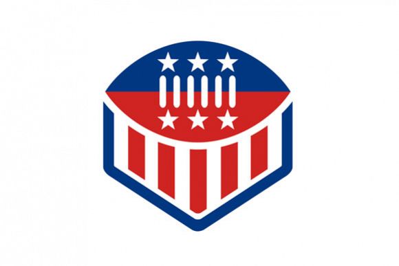 American Football USA Flag Crest Icon example image 1