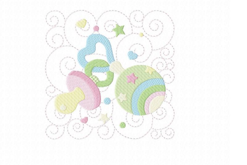 Baby Quilt Block 1 - Machine Embroidery Design in 3 sizes