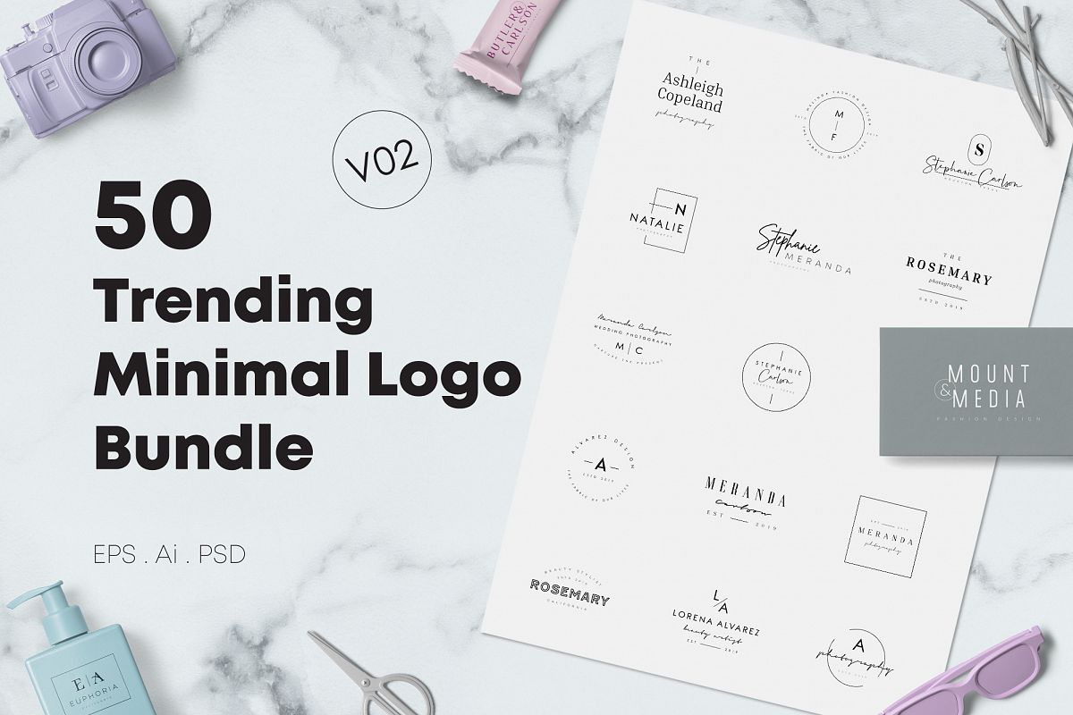 50 Trending Minimal Logo Bundle V02 example image 1