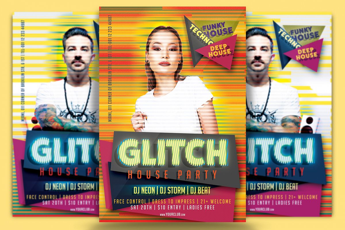 Glitch House Party Flyer Template Glitch House Party Flyer Template Example Image 1