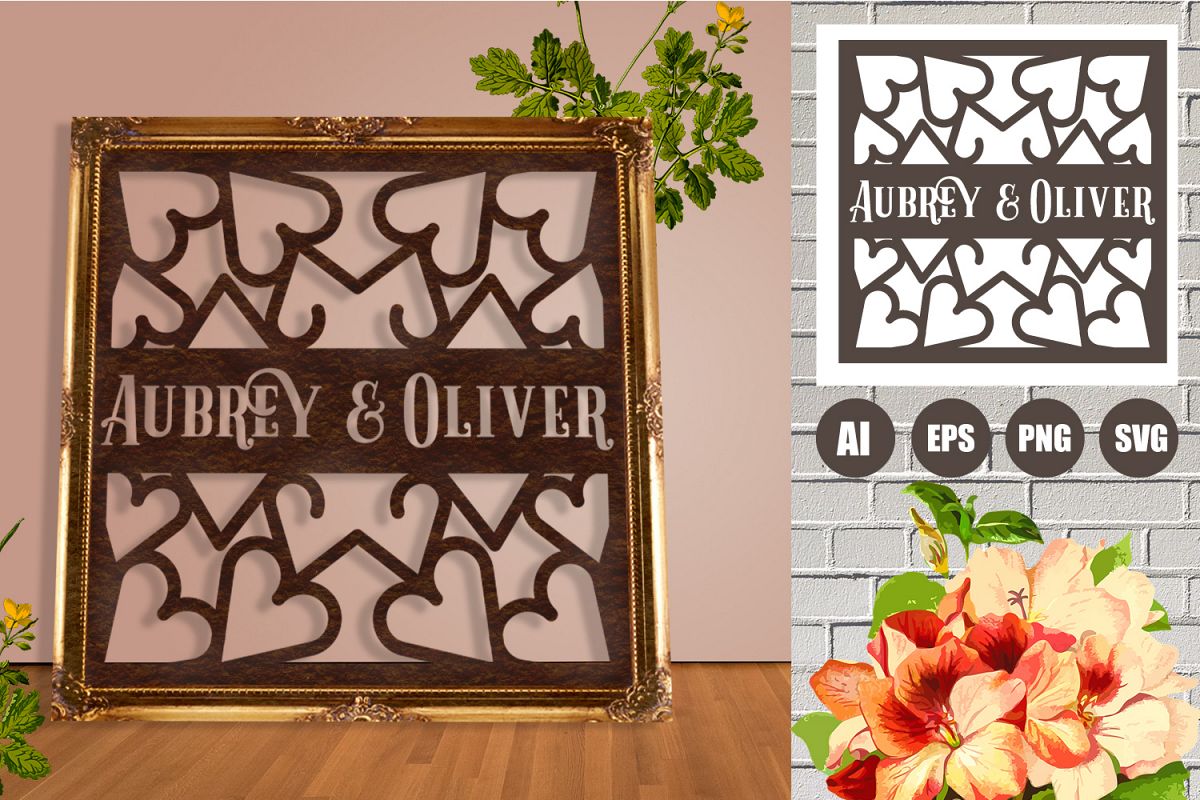 Wedding Hearts Frame Paper Cut SVG, AI, EPS example image 1