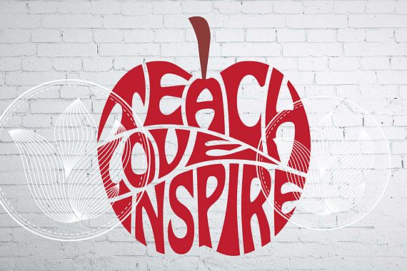 Download Teach Love Inspire Apple design for teacher, Word Art, Teach