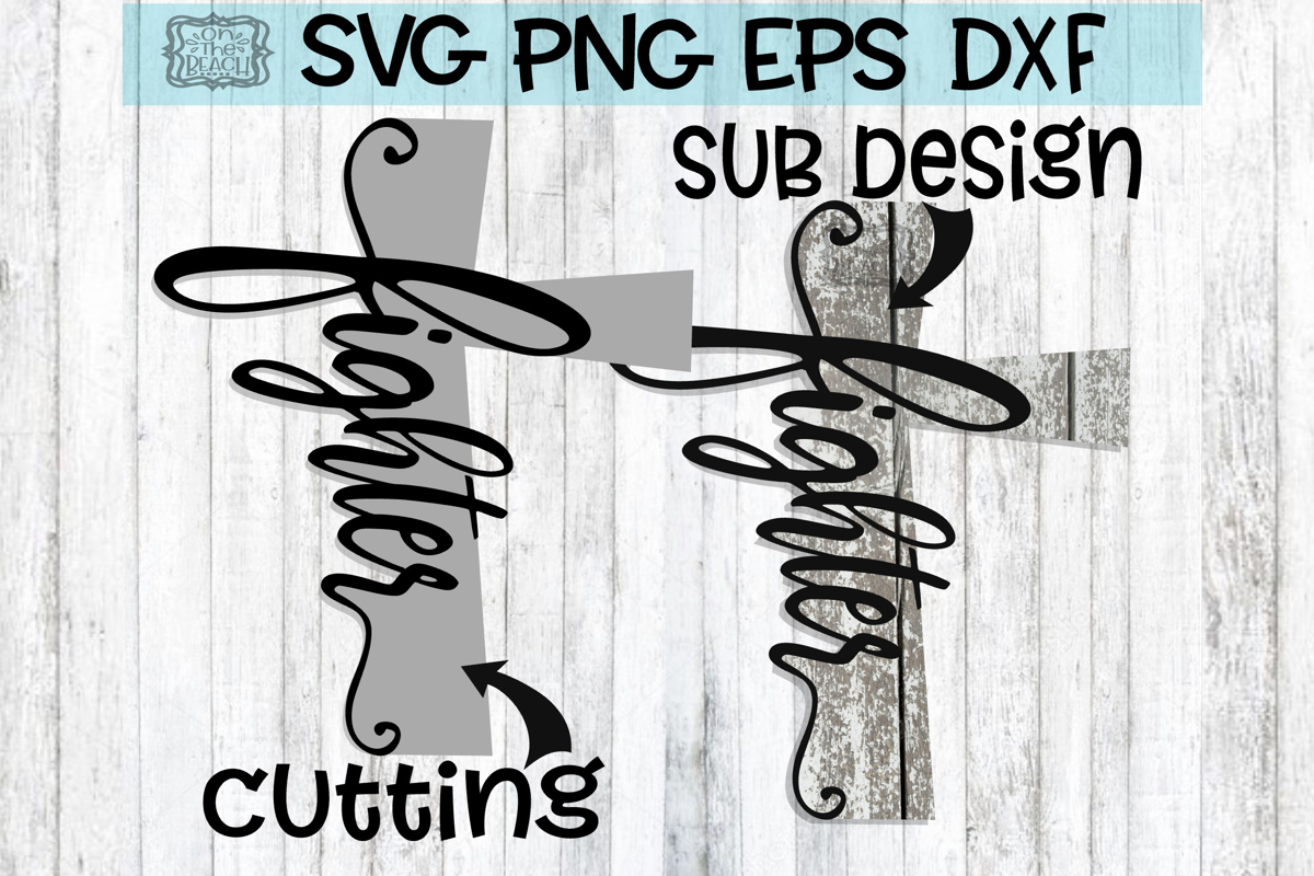 FIGHTER - CROSS -Cutting & Sub in one ! SVG PNG DXF EPS example image 1