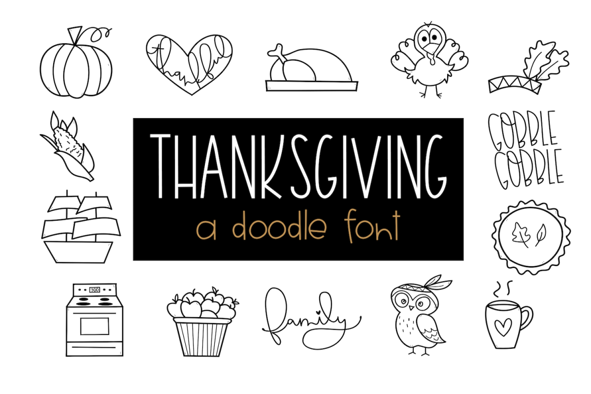 Gobble Gobble - A Thanksgiving / Fall Doodles Font example image 1