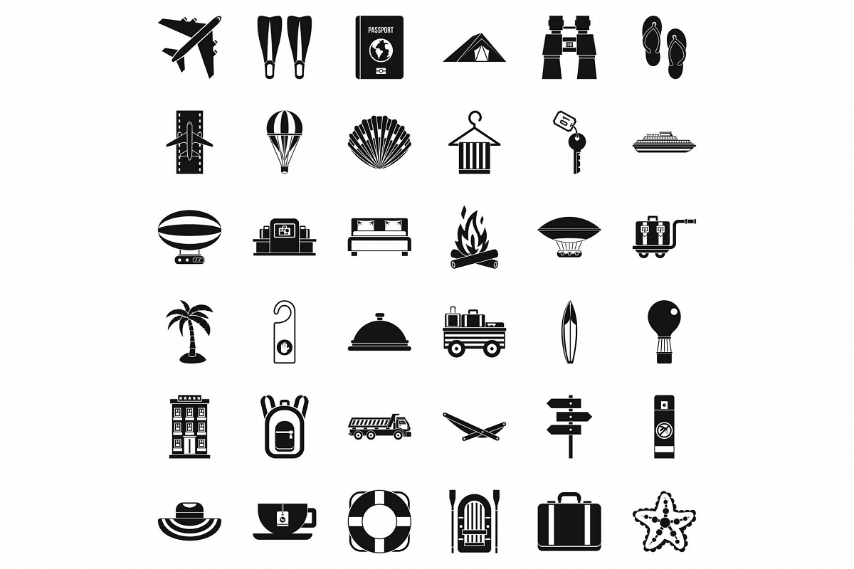 Travel time icons set, simple style example image 1