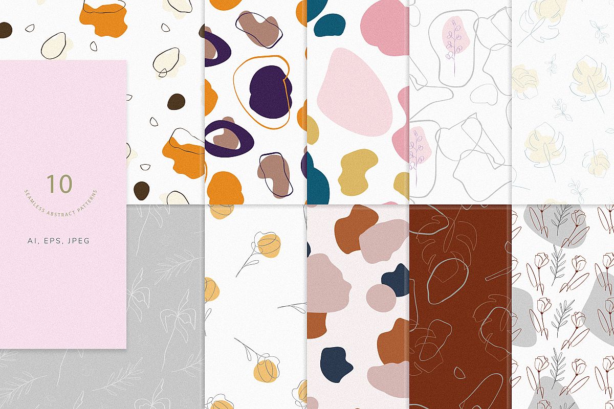 Abstract elements 10 seamless patterns example image 1