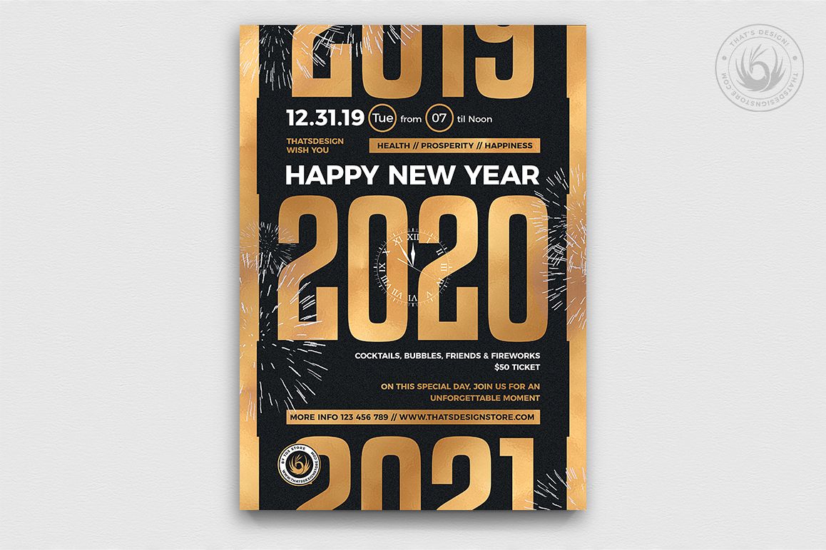 New Year Flyer Template V11 example image 1