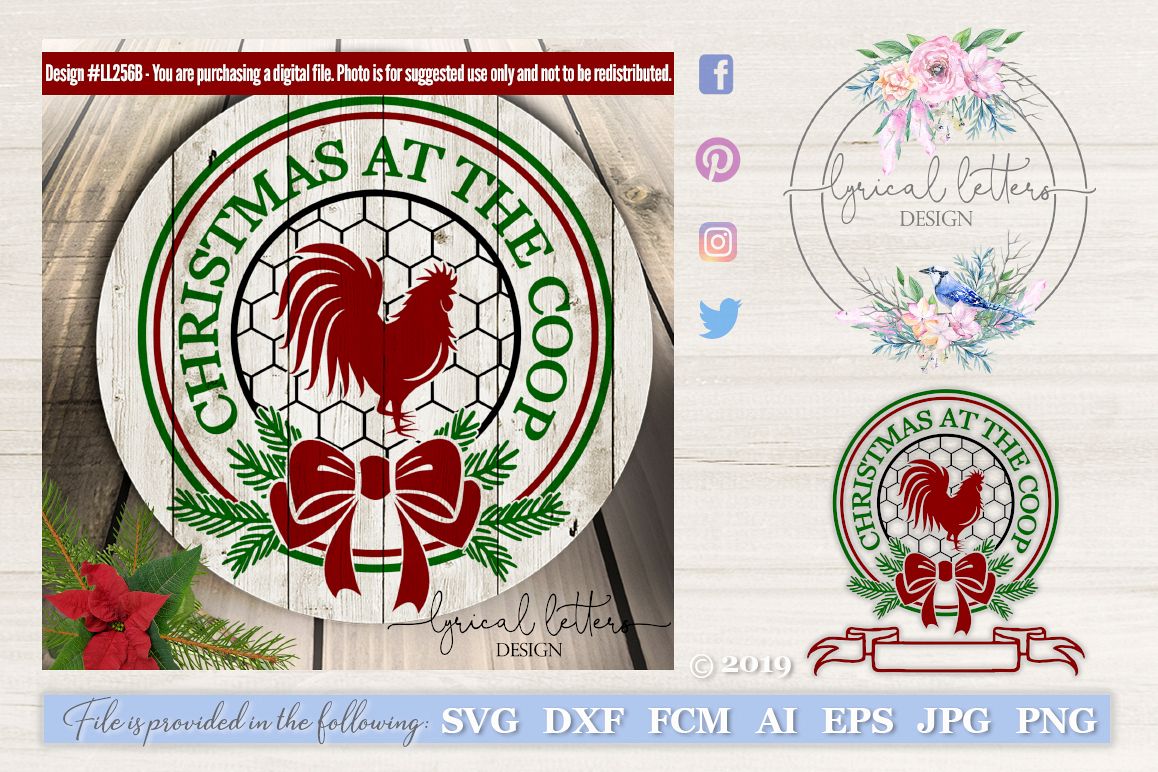 Farmhouse Christmas at the Coop SVG DXF LL256B example image 1